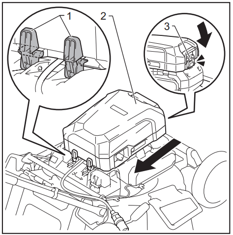 makita CML01 Battery Powered Lawn Mower - Lock button