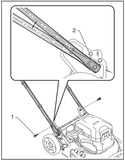makita CML01 Battery Powered Lawn Mower - Lower bolt