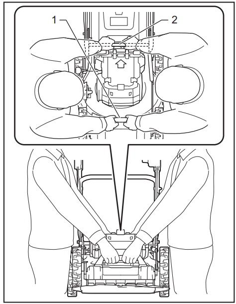 makita CML01 Battery Powered Lawn Mower - Rear grip