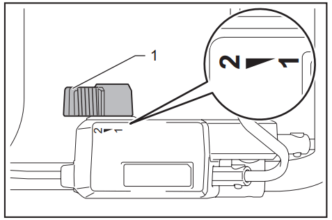 makita CML01 Battery Powered Lawn Mower - Speed lever