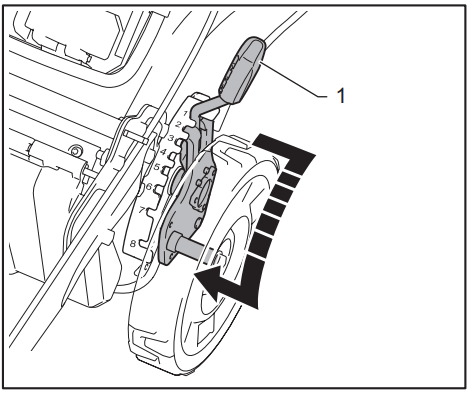 makita CML01 Battery Powered Lawn Mower - adjusting lever