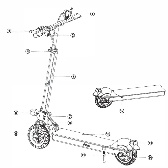 ttec Boost Foldable Electric Scooter with Schock Absorbers 1