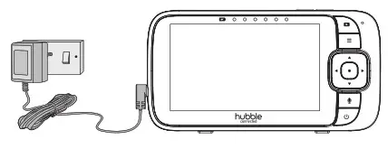 hubble Nursery View Pro Digital Video Baby Monitor - Connecting the Power Supply of the Parent Unit 1