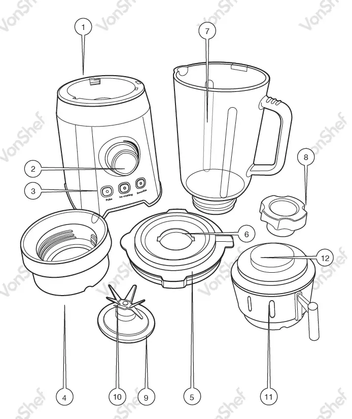 VonShef -2000087 -1000W -Glass -Jug -Blender -1