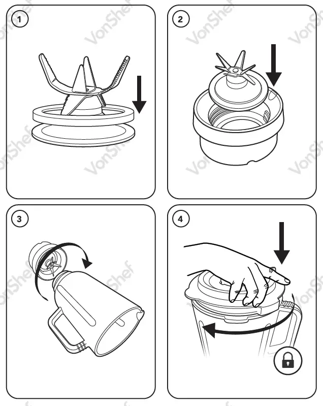 VonShef -2000087 -1000W -Glass -Jug -Blender -2