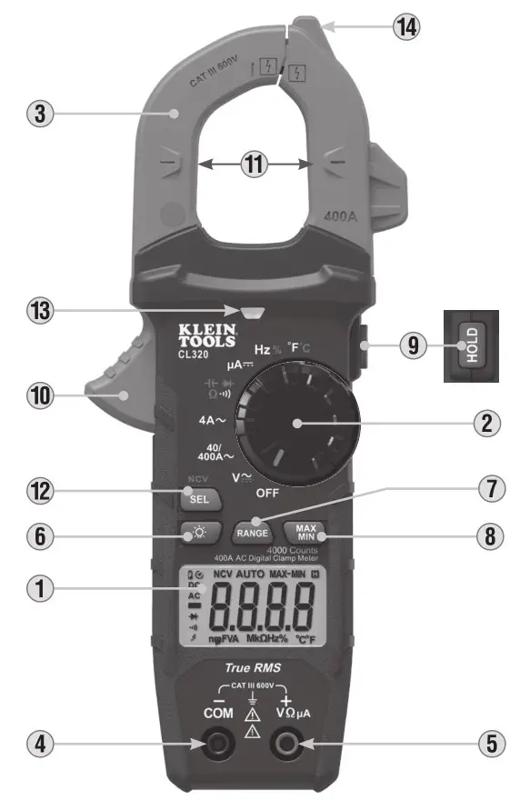 KLEIN TOOLS CL320 400A AC Auto-Ranging Digital Clamp Meter - FEATURE DETAILS