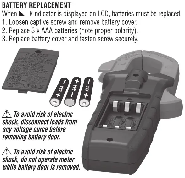 KLEIN TOOLS CL320 400A AC Auto-Ranging Digital Clamp Meter - MAINTENANCE
