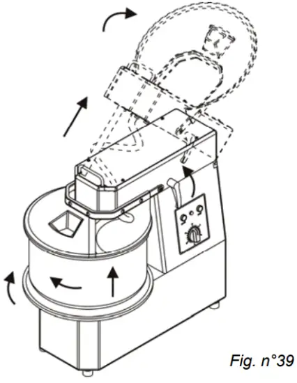 MACHINE WITH LIFTABLE HEAD AND REMOVABLE BOWL