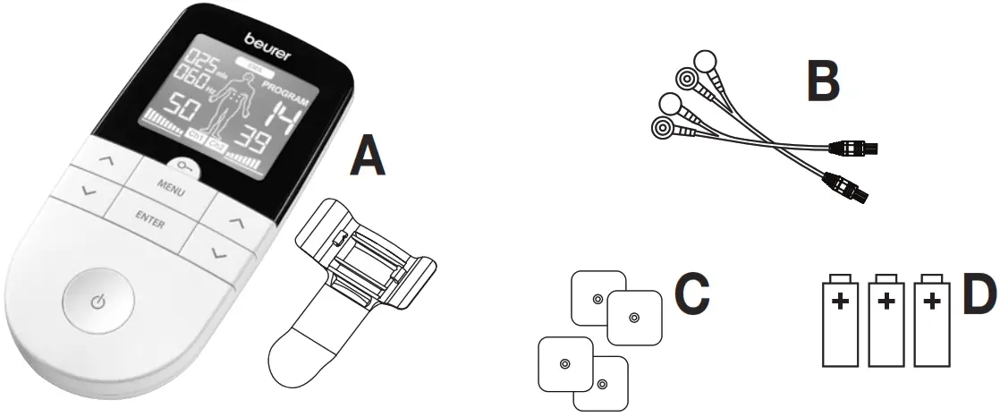 beurer Digital EMS TENS unit - accessories