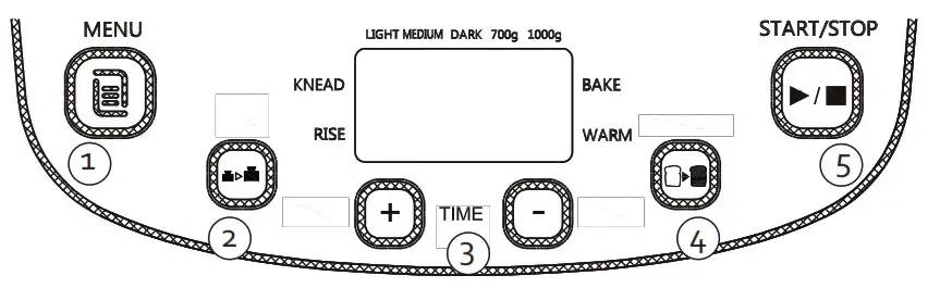 DOMO B3973 Automatic Bread Maker Machine - CONTROL PANEL