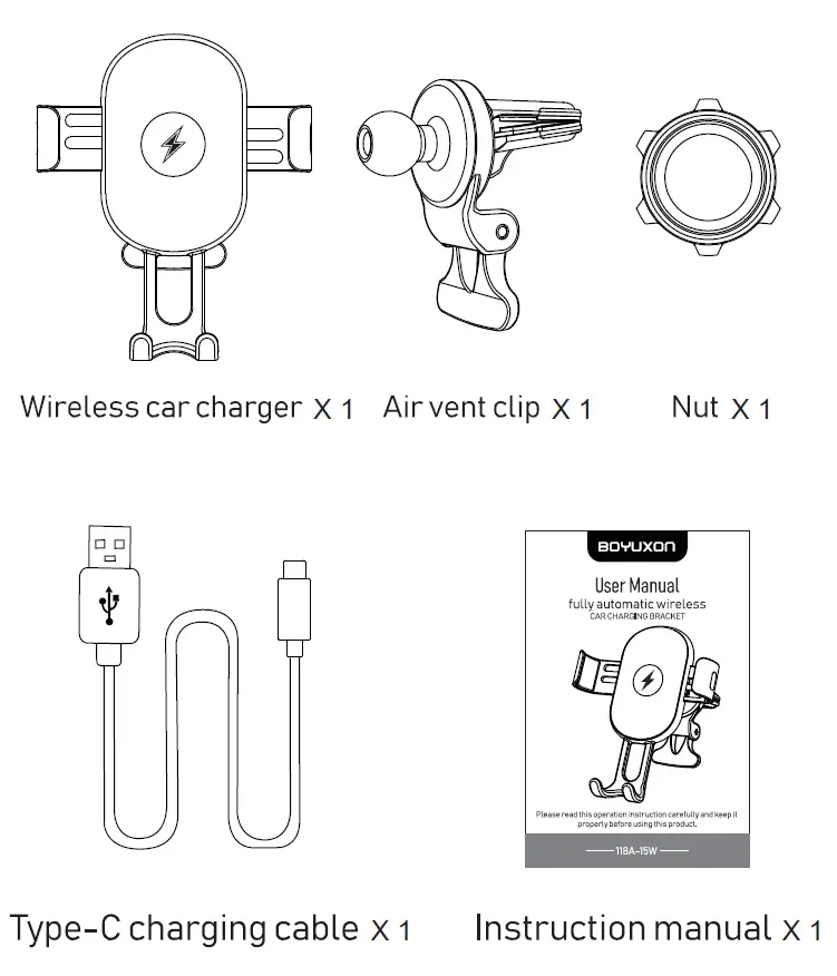 BOYUXON-118A-15W-Fully-Automatic-Wireless-Car-Charging-Bracket-FIG-1