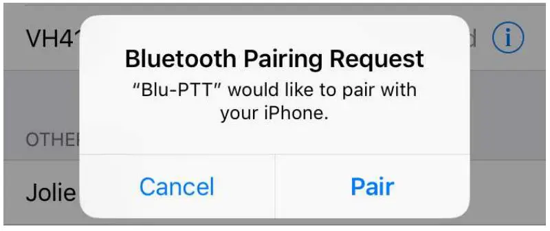 Blu-PTT Kodiak-Blu-PTT is requesting a pairing