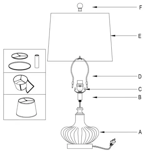 4MODERNHOME T46 Richmond 19 Inch Blue Glass Table Lamp Set - Instructions