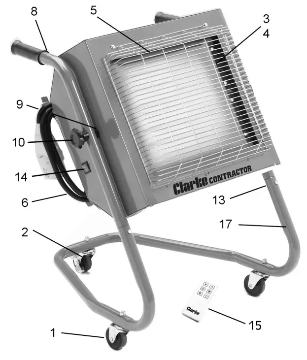 Clarke Devil 371SPD Quartz Halogen Heater - PARTS DIAGRAM