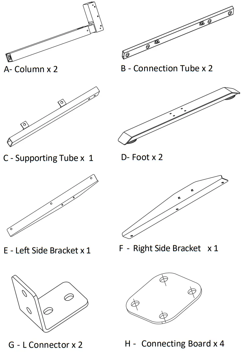 RIFE DML1000 Dual Motor L Shaped Standing Desk - PART LIST