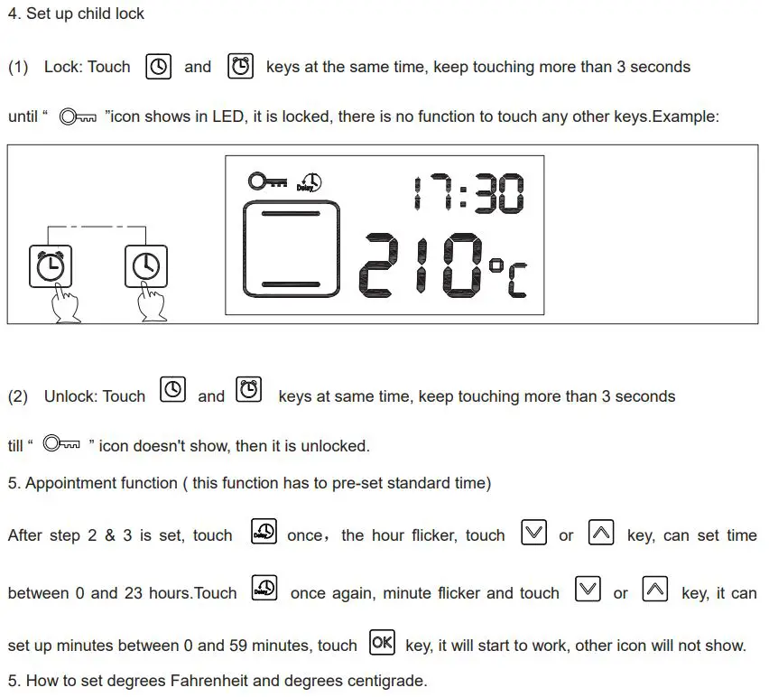 LEGEND CHEF ES606MB 24 Inch Built-in Electric Ovens Instruction Manual - LED display