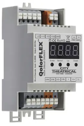 CITY THEATRICAL QolorFLEX 4x5A DINrail RJ45 Dimmer