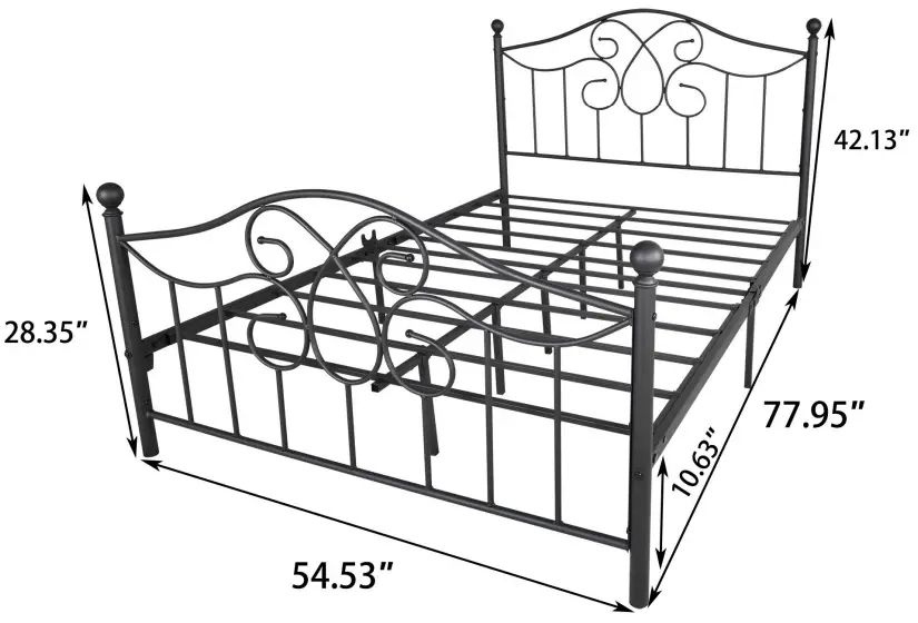 maocao hoom MZLW912709080F Black-Metal Frame Full Platform Bed - 2