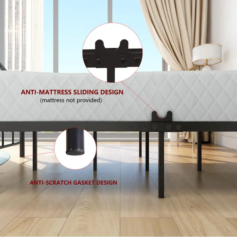 maocao hoom MZLW912709080F Black-Metal Frame Full Platform Bed - 3