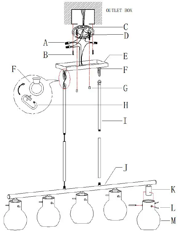 ZEVNI-A04687-Berton-38-Inch-Wide-Black-Kitchen-Island-Light-fig 3