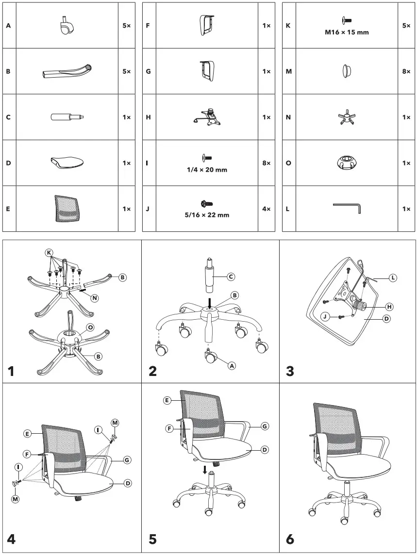 alza ergo APW EGOCC1B Office Chair Conference - Parts List