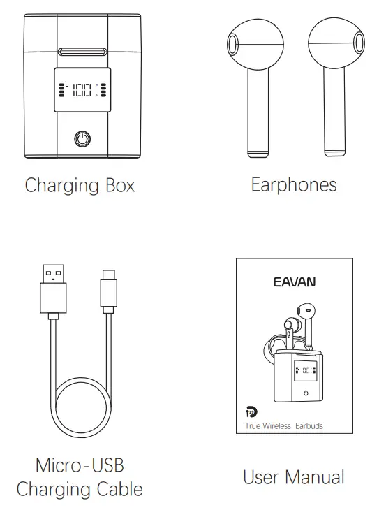 EAVAN D19 Bluetooth Headphones V5.3 True Wireless Earbuds - Fig 1