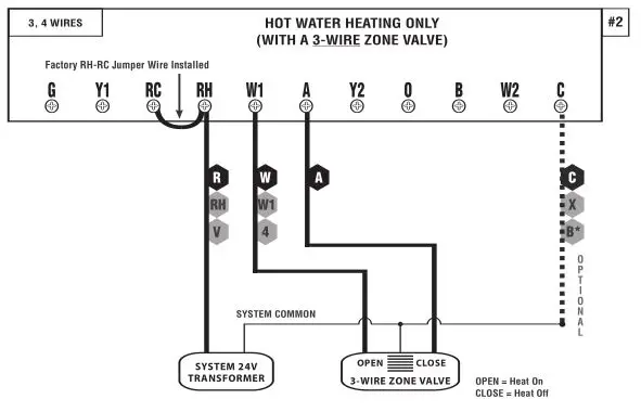 PurePro DP722Uc 7-Day Universal Thermostat - 3, 4 WIRES Diagram