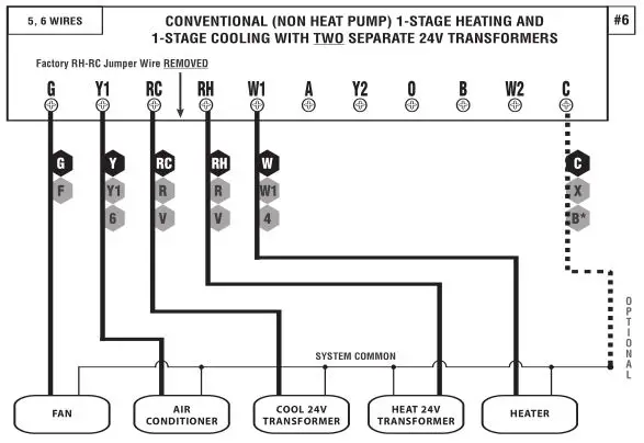 PurePro DP722Uc 7-Day Universal Thermostat - 5, 6 WIRES Diagram