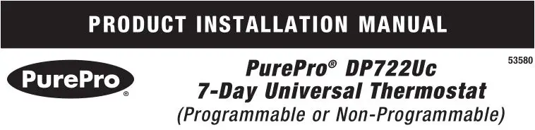PurePro DP722Uc 7-Day Universal Thermostat User Manual