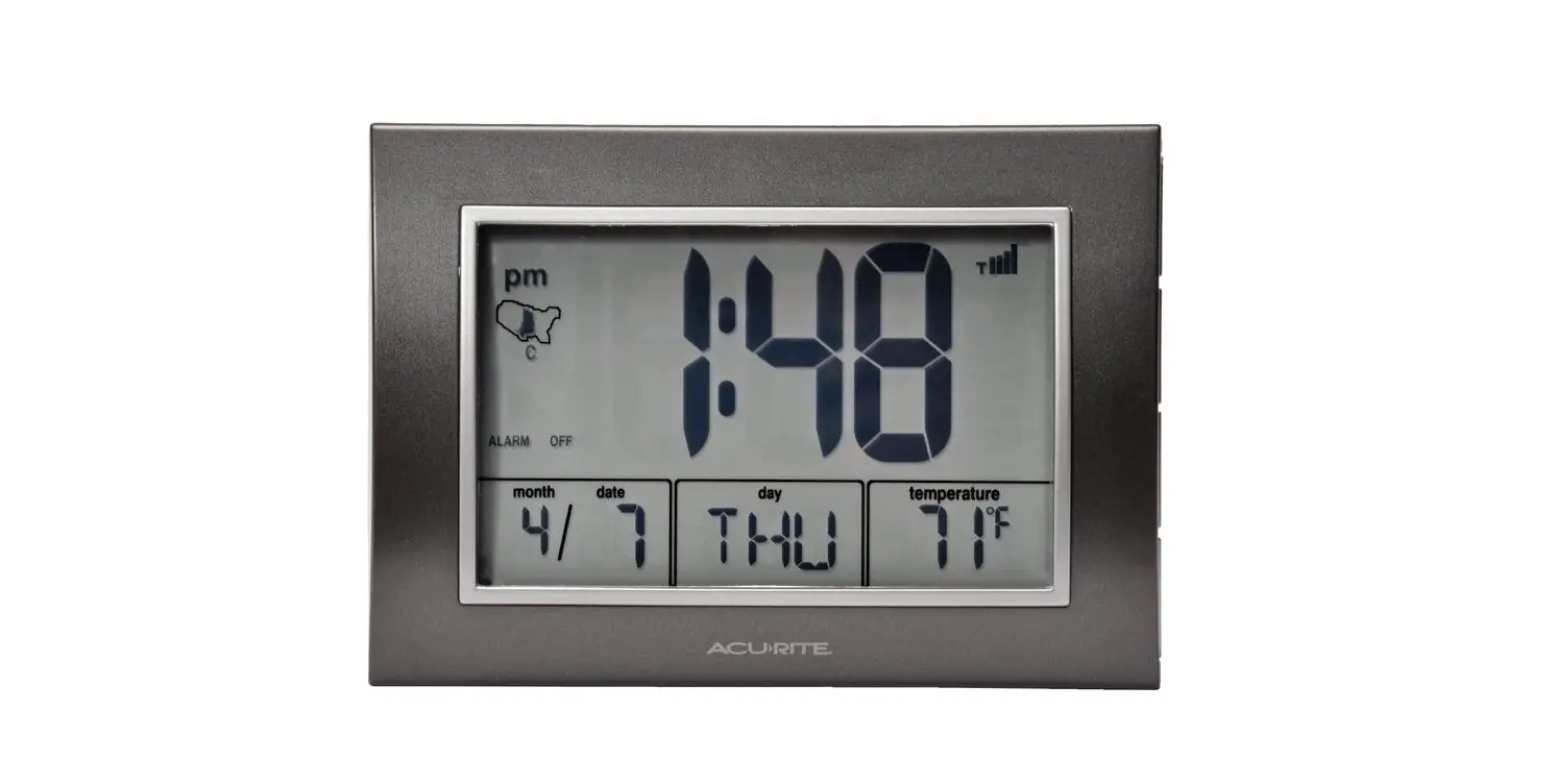 Acurite 7-inch Atomic Alarm Clock With Date Day Of Week And Temperature Instruction Manual
