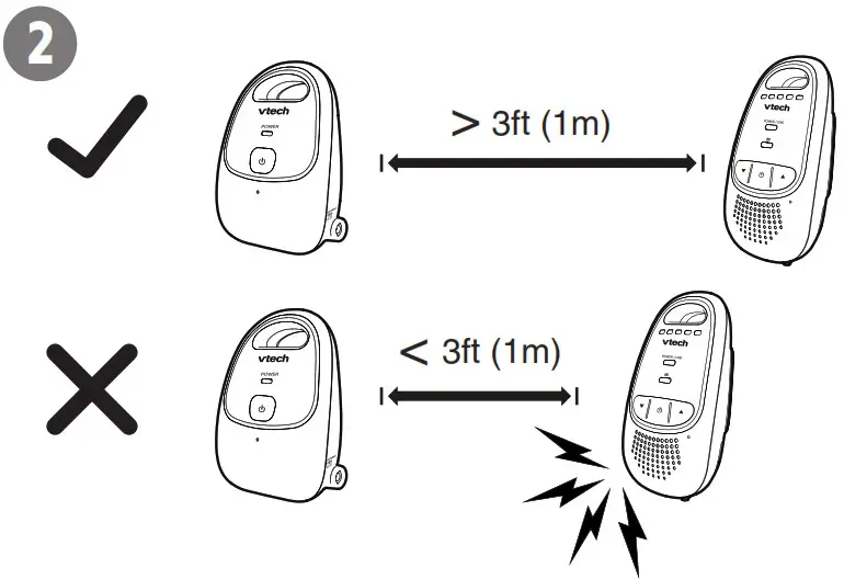 vtech DM111 Digital Audio Baby Monitor--Positioning the baby monitor