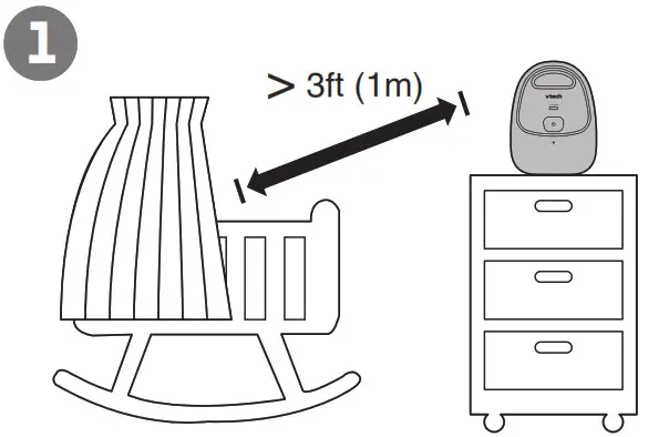 vtech DM111 Digital Audio Baby Monitor-- Positioning the baby monitor