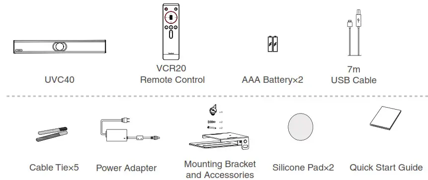 Yealink UVC40 USB Video Conferenving Endpoint - Package Contents