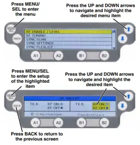 Navigating the Menus