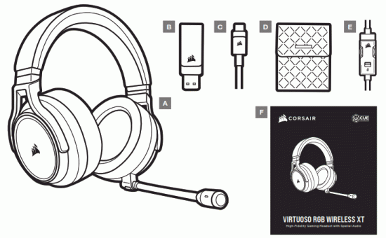CORSAIR CA 9011188 NA Virtuoso RGB Wireless XT High Fidelity Gaming Headset - SECTION CONTENU DU PACK