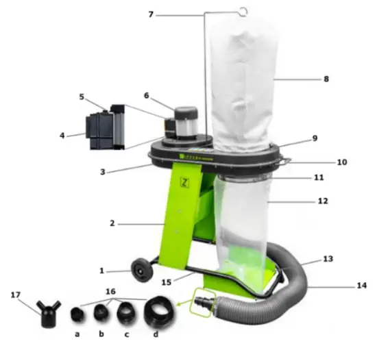 ZIPPER ZI ASA550ESA Dust Collector - Components