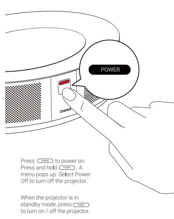 NEBULA D2140X 4K Home Projector User Guide - Power on off