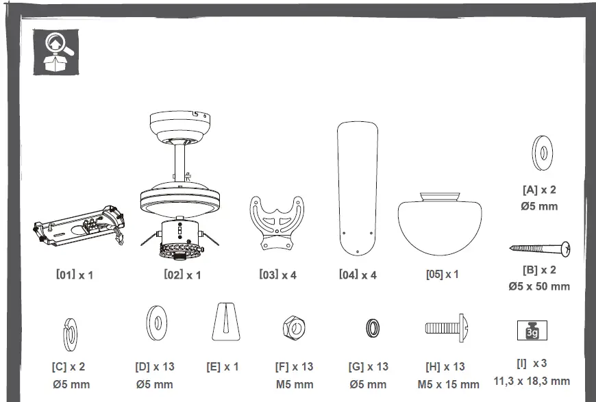 colours J36002XY Ceiling Fan with Lights-FIG-4