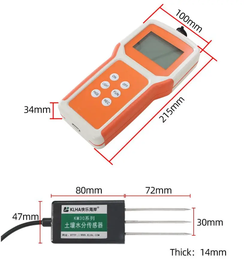 KLHA KR9330 Hand-Held Soil Moisture Measuring Instrument - Product Size