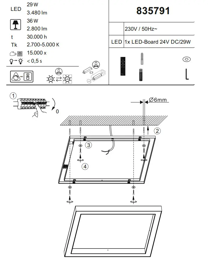 Paul Neuhaus 6022-95 PURE LINES LED Ceiling Light - parts