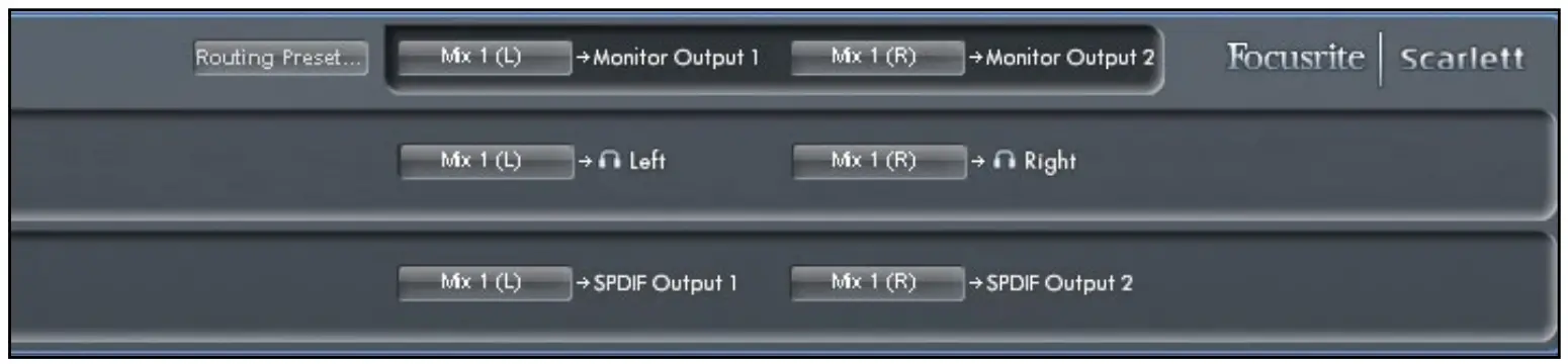 Focusrite Scarlett 18i6 USB Audio Interface -Routing section