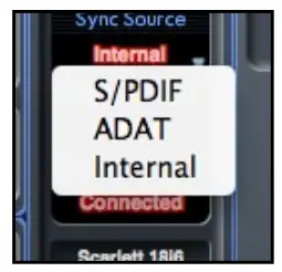 Focusrite Scarlett 18i6 USB Audio Interface -Sync source display