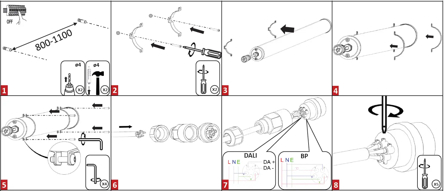 resistex 601752 Argos 5301lm DA-BP BL 4000K Dali Push LED Tubular Luminaire fig 2