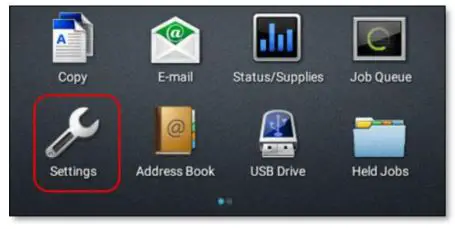 TOSHIBA A4 Series Paper Trays - Click on Settings