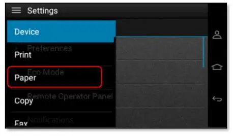 TOSHIBA A4 Series Paper Trays - Click on the Paper Menu