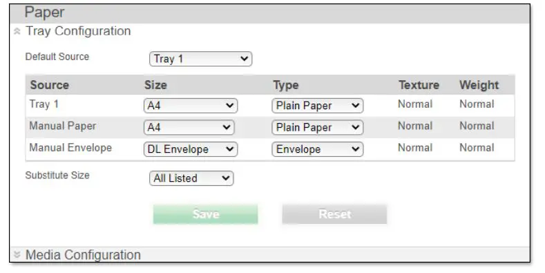 TOSHIBA A4 Series Paper Trays - Ensure that all settings are consistent with what is loaded in the device