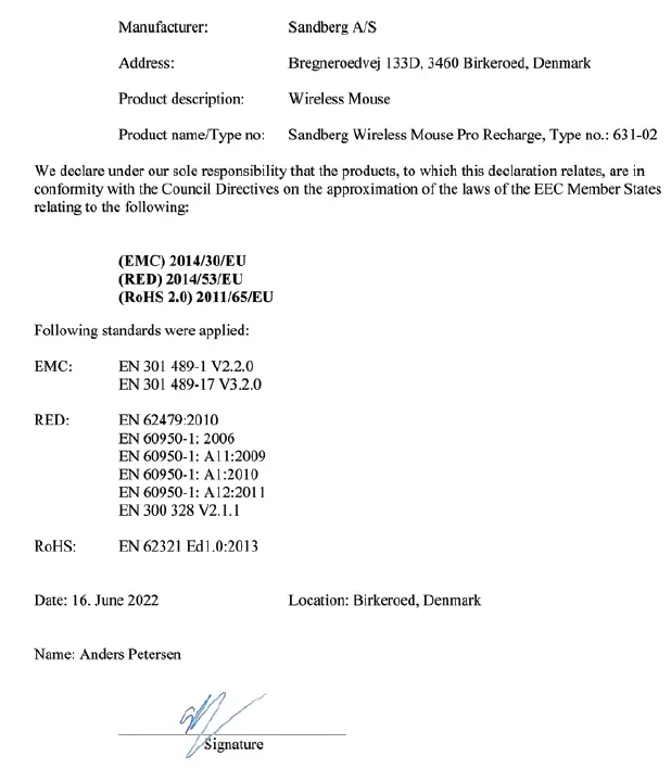 Sandberg 631-02 Pro Recharge Wireless Mouse 9