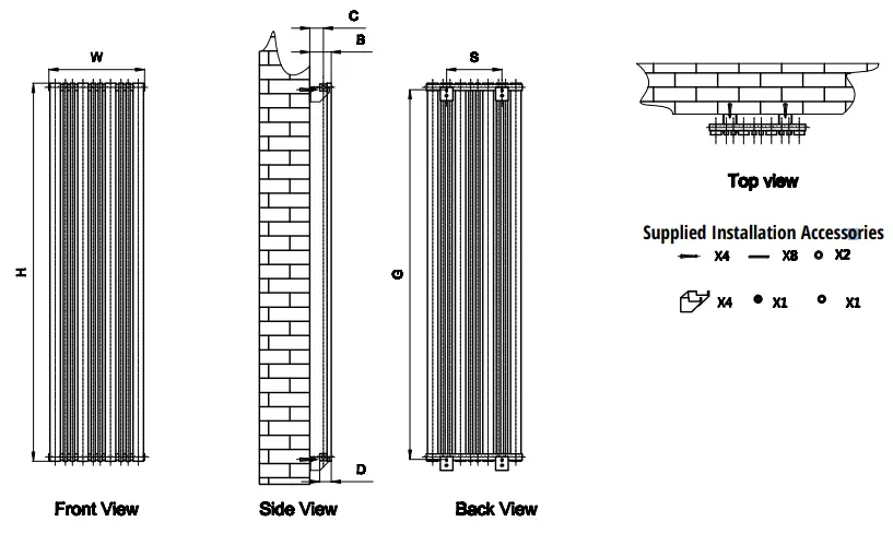 REINA RND-BNR4518A Anthracite Vertical Radiator-fig2