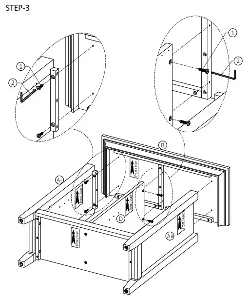 Cypress Hills AXCRGREY13 Greystone Rustics Wood Low Storage Cabinet - Assemble Step 3