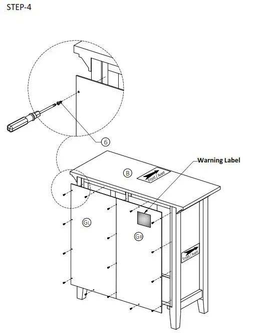 Cypress Hills AXCRGREY13 Greystone Rustics Wood Low Storage Cabinet - Assemble Step 4